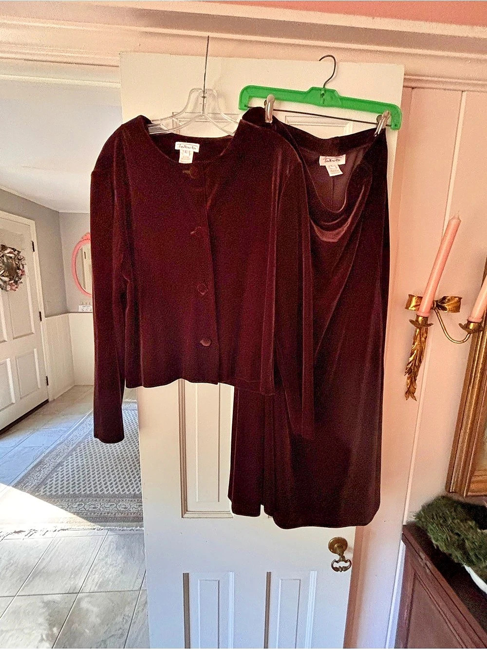 Talbots Velvet Jacket and Skirt Set “like buttah!!” in Chocolate Brown- Large
